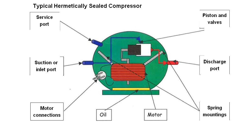 Typical Hermetically Sealed Compressor