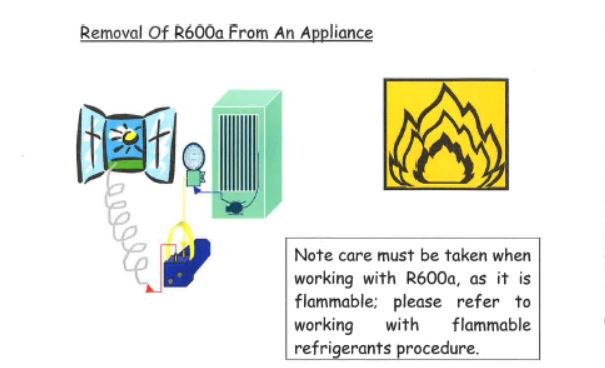 removal of r600a from an appliance